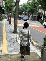 ストライプルースリネンTシャツ
