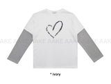 (裏起素材)ハートレイヤード長袖Tシャツ