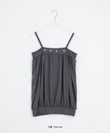 Micelle button balloon layered strap sleeveless