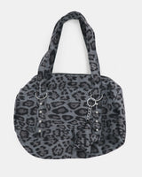 Bande Camo Leopard Stud Baguette Shoulder Bag