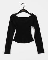 Wrapton Fleece-Lined Slit Slim V-neck Knit T-shirt