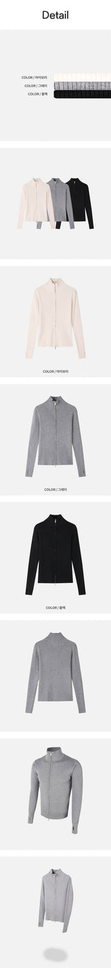 [MUSCLE FIT] Highneck warmer knit zip(3color)
