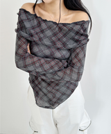 ARGYLE OFF-SHOULDER🤍❤ - 2 COLORS