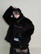 Rachel Two-Belt Detail Short Length Fur Jacket (Lining Quilted)