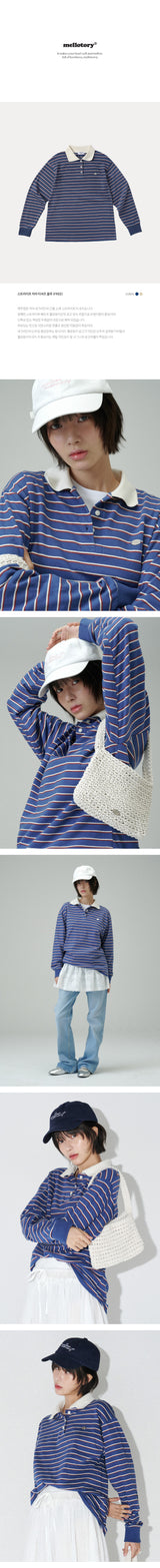 STRIPE COLLAR T-SHIRT  (Blue)