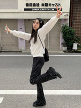 [MADE]ドットプリーツロングブーツカットパンツ