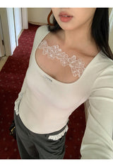 Square Lace Line Long Sleeve T-Shirt