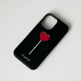 [MADE]heart lollipop MagSafe Glass Black Bumper phonecase