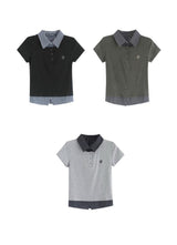 Check collar layered polo shirt 231330477