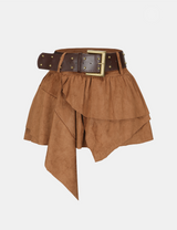 Metal Belt Layered Uneven Skirt