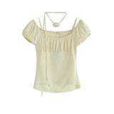 Shirring Ribbon Puff Top 231330518