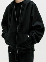 Oversized Full Zip Hoodie - Black