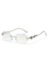 Elegant Rimless Rhinestone Polygon Sunglasses