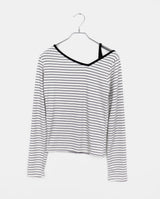 Two-Fit Stripe Unbalanced Strap Long-Sleeved T-Shirt