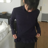 オネンドットフリルストラップレイヤードタートルネックTシャツ