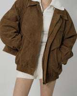 Suede Padded Bomber Jumper 2025 - Camel