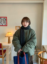 [unisex] コートレウーレンハーフボンバーパディングジャンパー