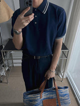 ASCLO Clean Collar Short Sleeve Knit (3color)