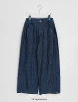 Maroon Side Button Wide Denim Pants