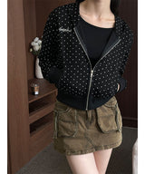 Slim dot hood zip up(2color)