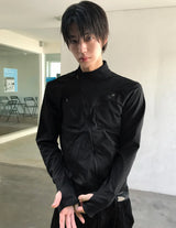 Asymmetric High-Neck Slim-Fit Zip-Up