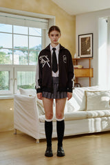 ARI PEACH FLEECE JERSEY TRACK TOP / BLACK