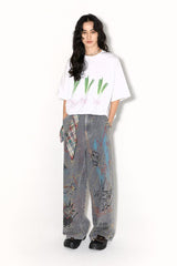 シンプル＆ファンプリントサマーピュアコットンルーズショートスリーブTシャツ