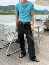 Ocean washed wide denim pants(3color)