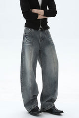 Washed Deconstructed Wide Leg Jeans