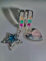 3 way heart star necklace (2set)