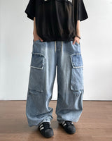 Terry Cargo Denim Pants