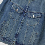 With denim biker jacket