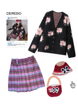 Hot Pink Knit Flower Bunk Hat & Bag Set 2