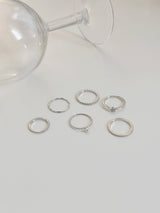 [6 set] pearl dot point ring set / flower cubic ring simple daily layered bold