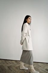 Fuzzy heavy wool coat, Light grey