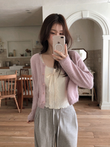 Round Loose Crop Shaggy Knit Cardigan (6color)