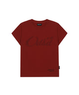 OdsdアスキーキャップスリーブTシャツ -マルーンレッド