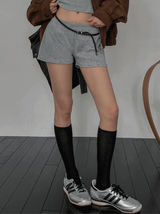 studded ribbed low-rise shorts