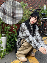 Shooting oversized-fit checkered shirt
