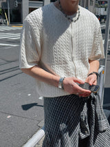 Pleddy Cotton Knit Short Sleeve Cardigan (4color)