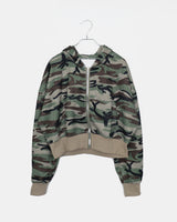 イリングミリタリーカモポケットクロップロングスリーブフーディジップアップ