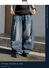 Part Blue Wash Distressed Denim