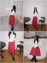 cotton frill bendable long skirt