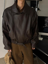 ASCLO Saint Double Collar Leather Jacket (2color)