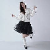 【MADE】winter frill hood zip-up, cream ivory