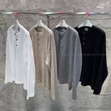 WE button point henley neck warmer waffle tea (4 colors)