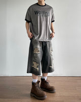 Western Destroyed Bermuda Pants