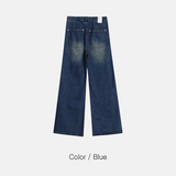 [Unisex] カーブラインフレアデニムパンツ(2color)