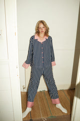 Navy Pink Stripe Pants