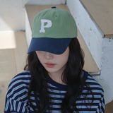 フローラル Pロゴ ボールキャップ(Navy & Olive)